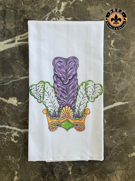Mardi Gras Plume Tea Towel