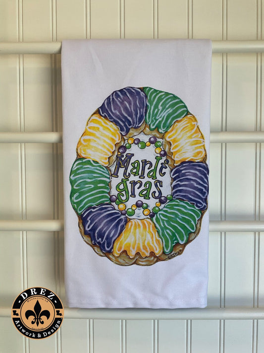 Mardi Gras King Cake Tea Towel