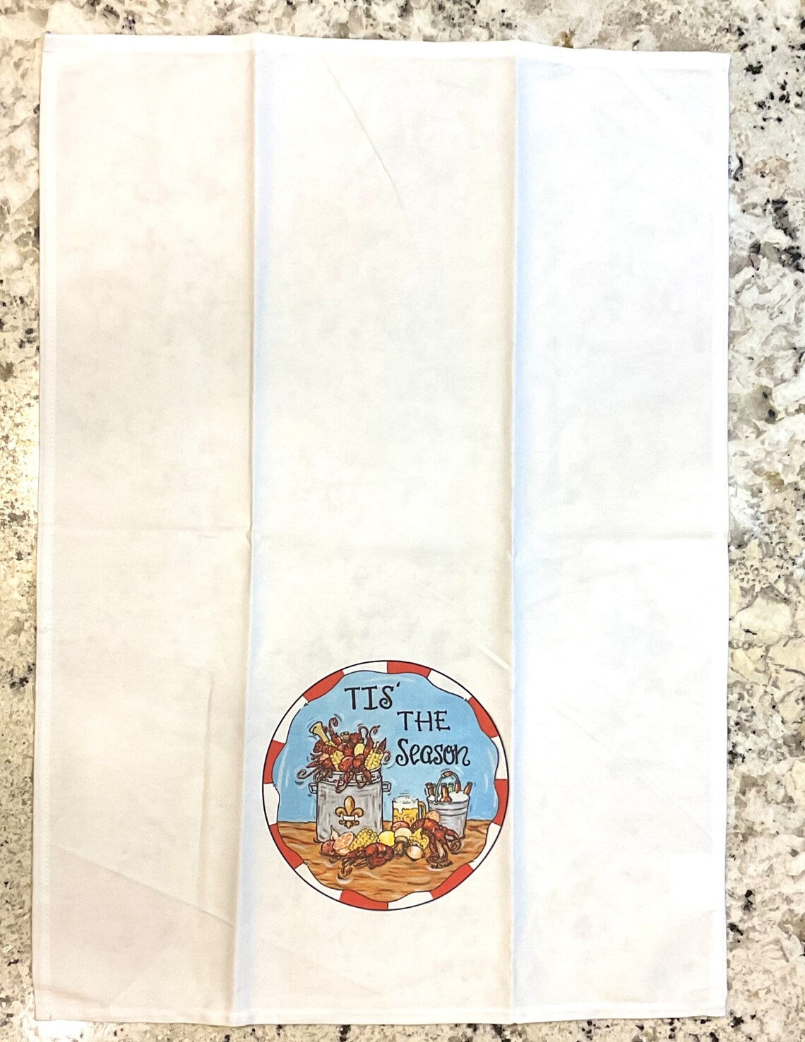 Tis' The Season Crawfish Boil Tea Towel