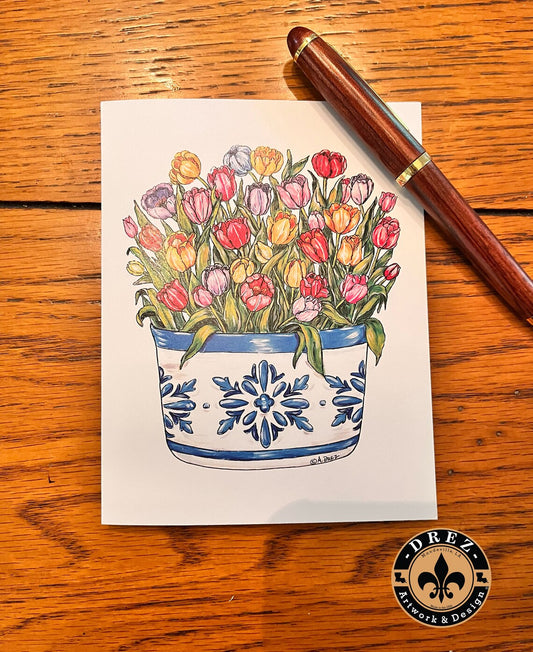 Tulip Flower Pot Notecards