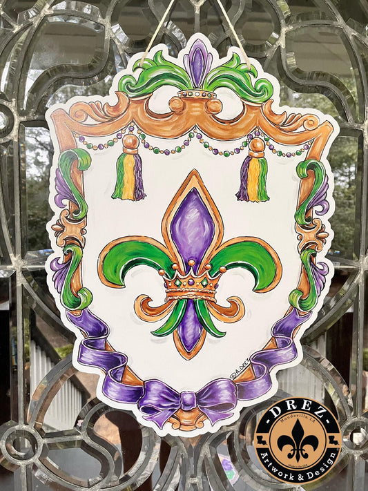 Mardi Gras Crest Door Hanger