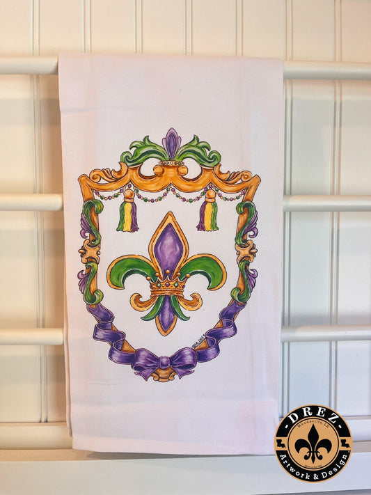 Mardi Gras Crest Tea Towel