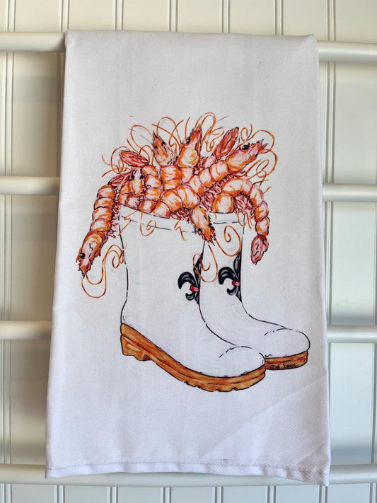 Shrimp Boots Tea Towel