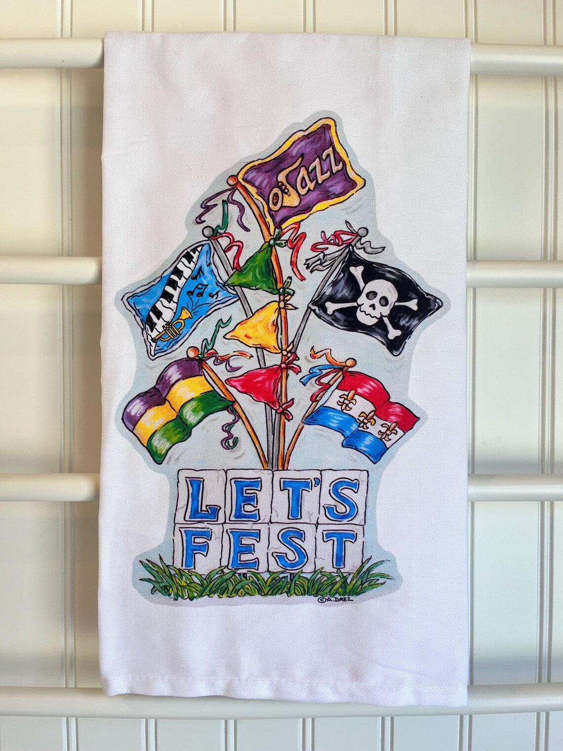 Fest Flags "Let's Fest" Tea Towel