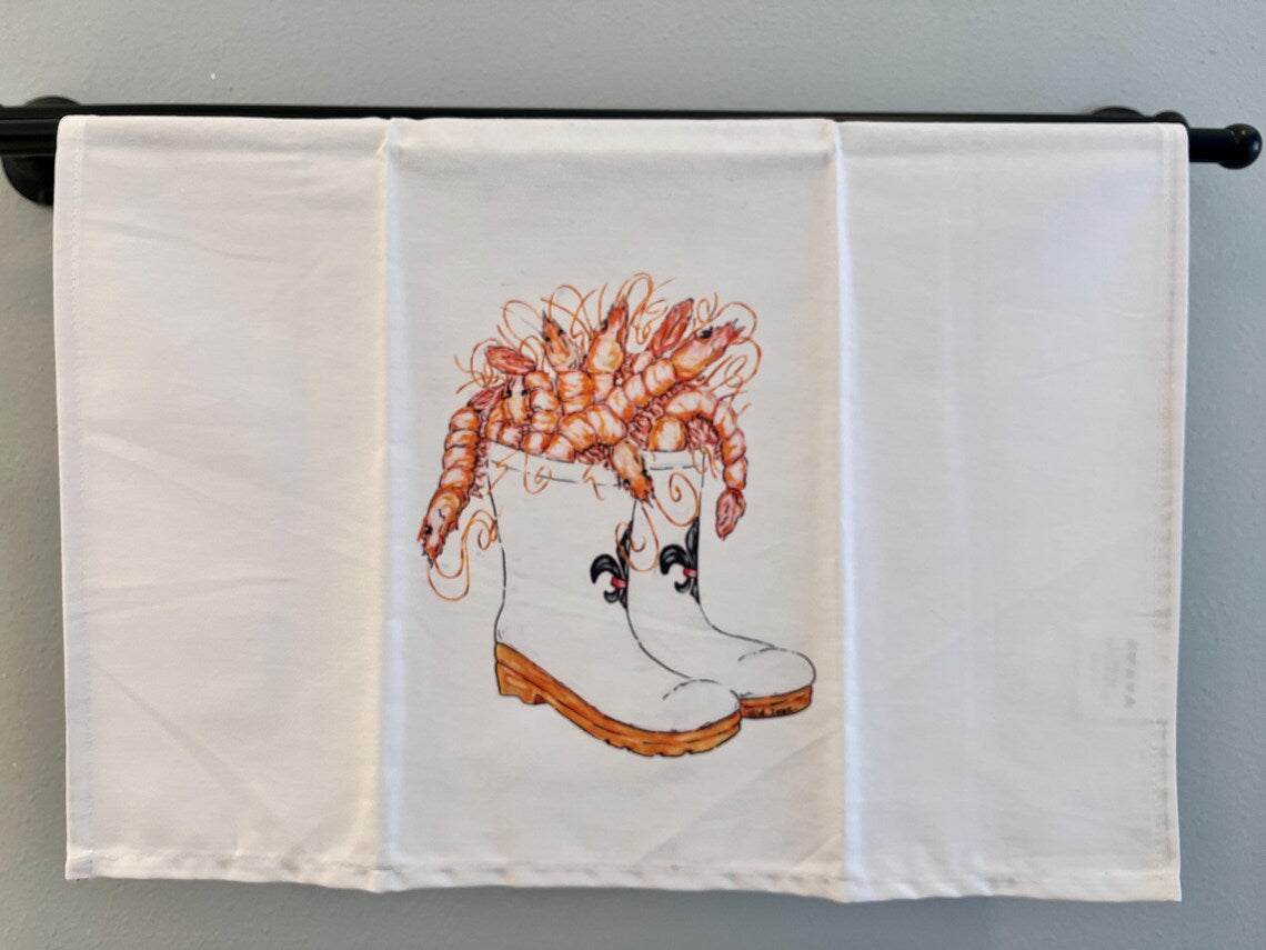 Shrimp Boots Tea Towel