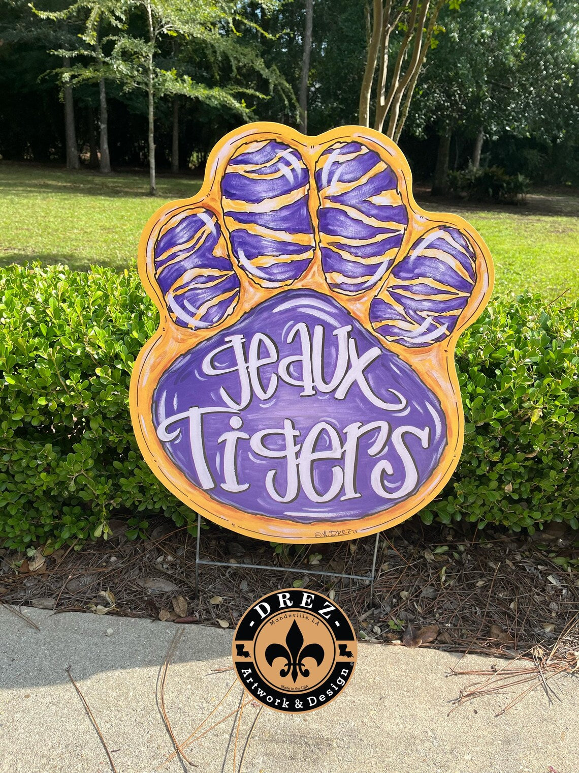 Paw- Purple & Gold Yard Stake