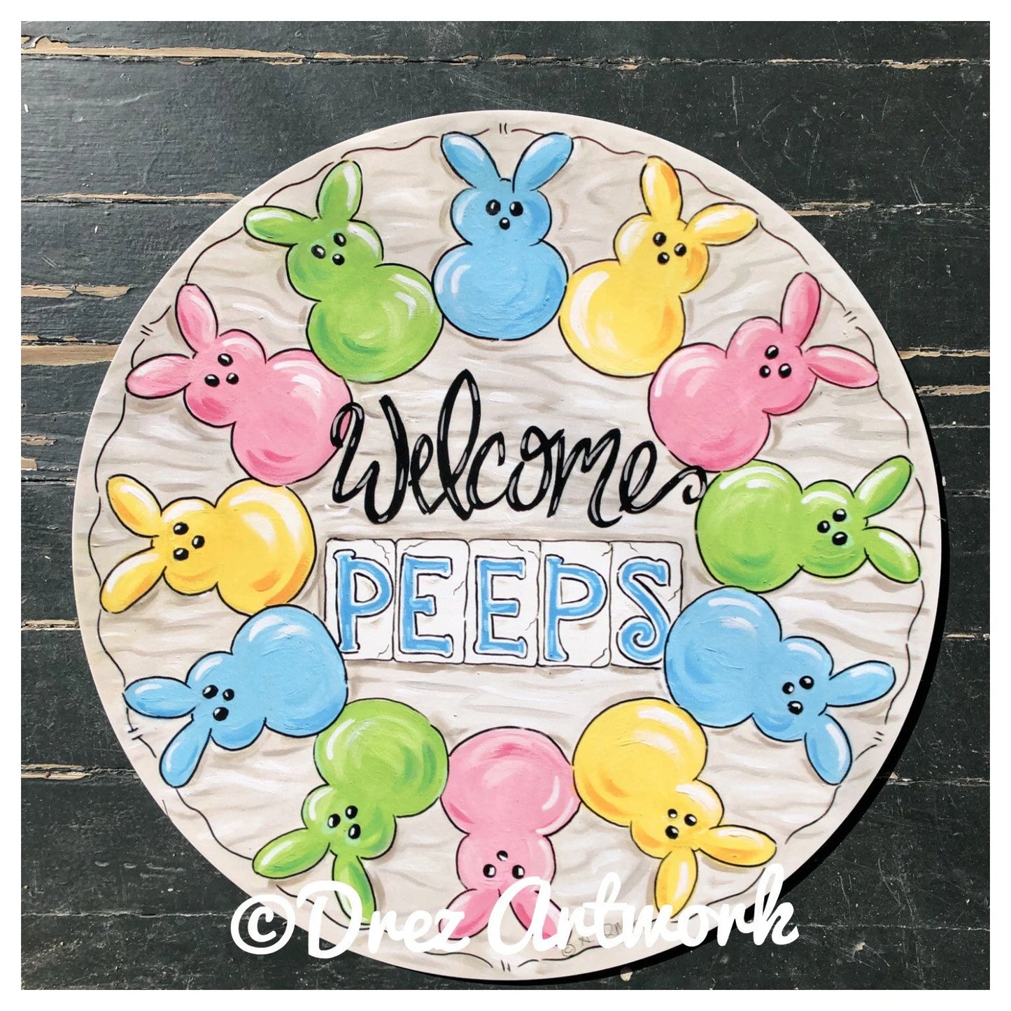 Easter Peeps Welcome Door Hanger