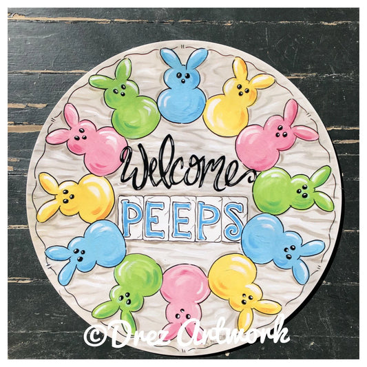 Easter Peeps Welcome Door Hanger