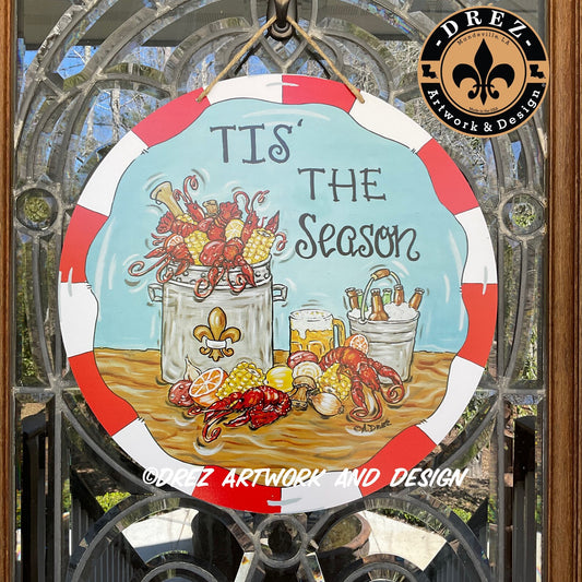 Tis' The Season Crawfish Boil Door Hanger