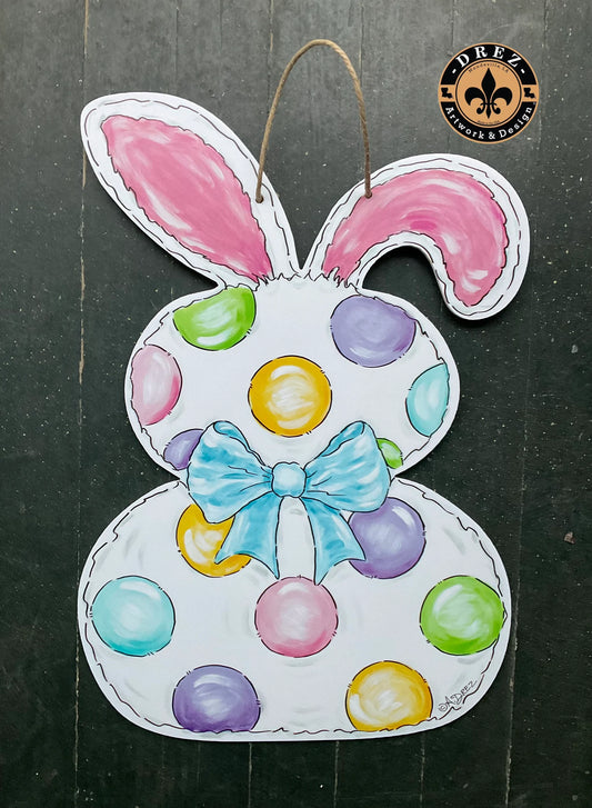 Easter Bunny with Polka Dots Door Hanger