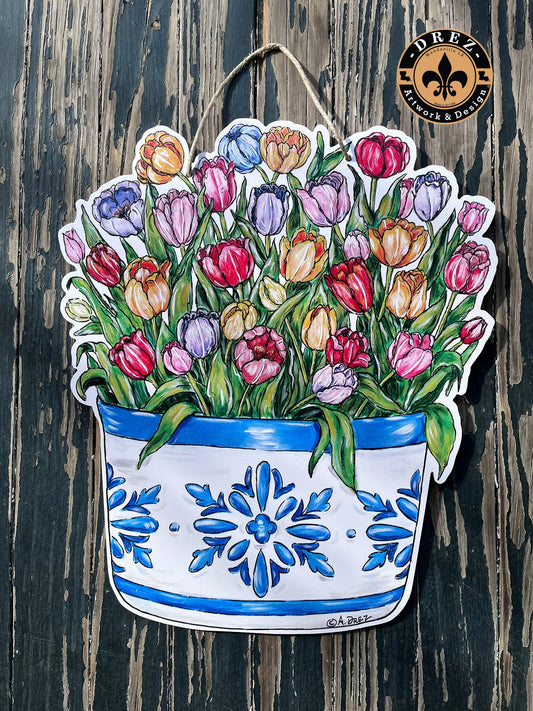 Tulip Flower Pot Door Hanger