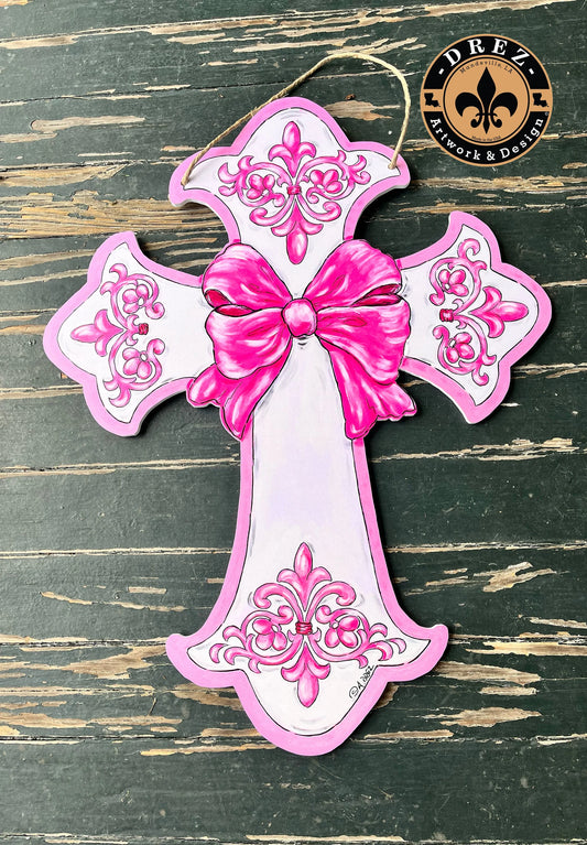 Baby Cross Pink Door Hanger