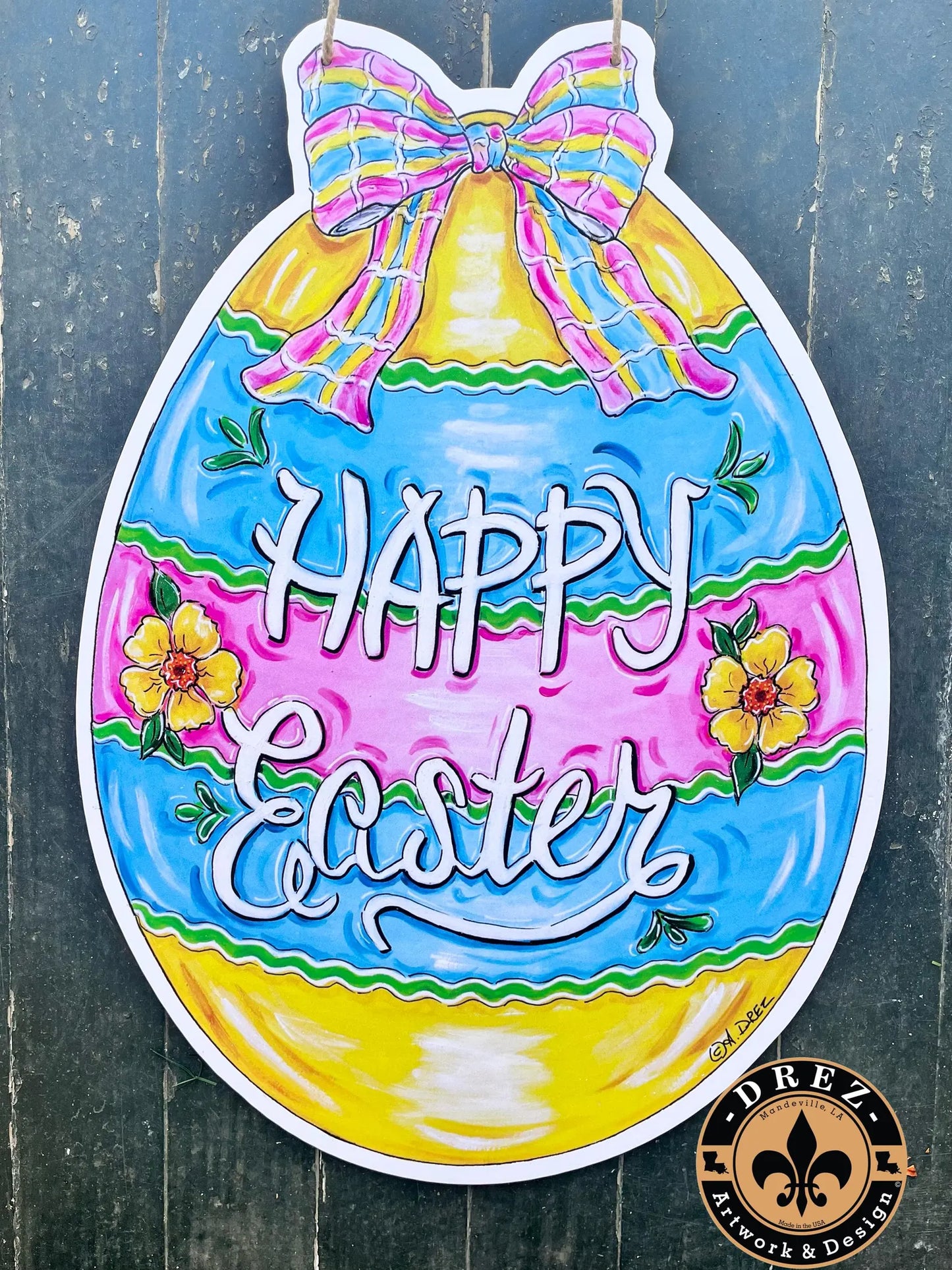 Easter Egg with Bow Door Hanger