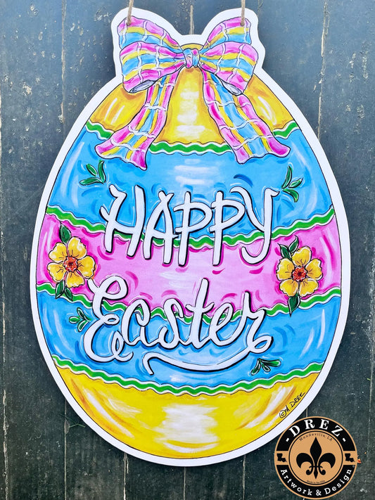 Easter Egg with Bow Door Hanger