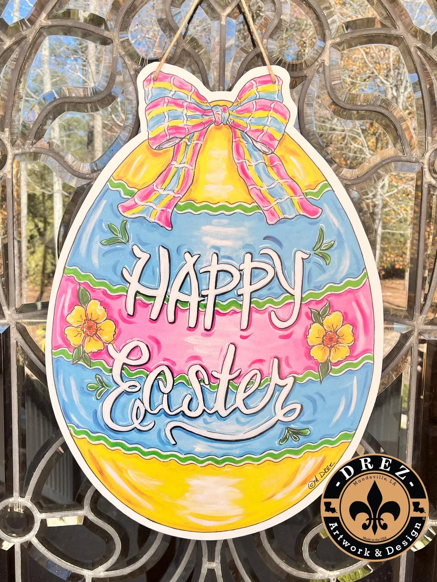 Easter Egg with Bow Door Hanger
