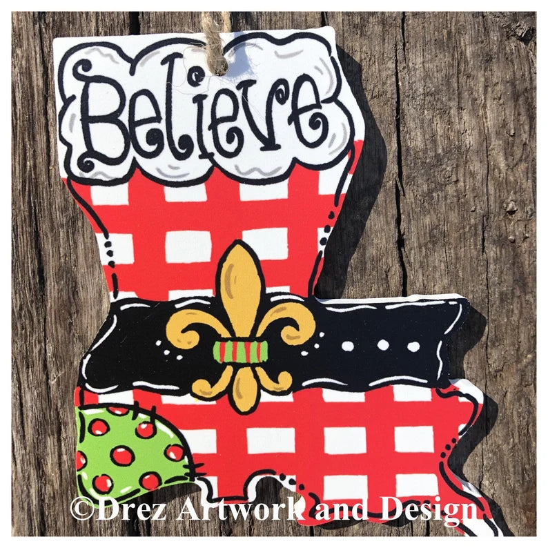 Christmas Louisiana Believe Ornament