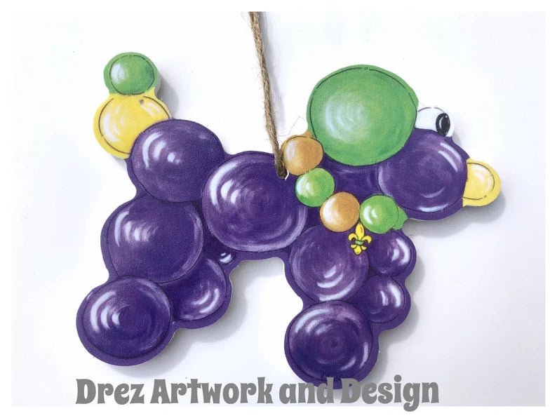 Mardi Gras Bead Dog Ornament