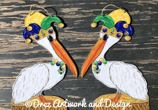 Mardi Gras Pelican Door Hanger