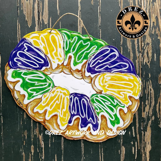 Mardi Gras King Cake Horizontal Door Hanger