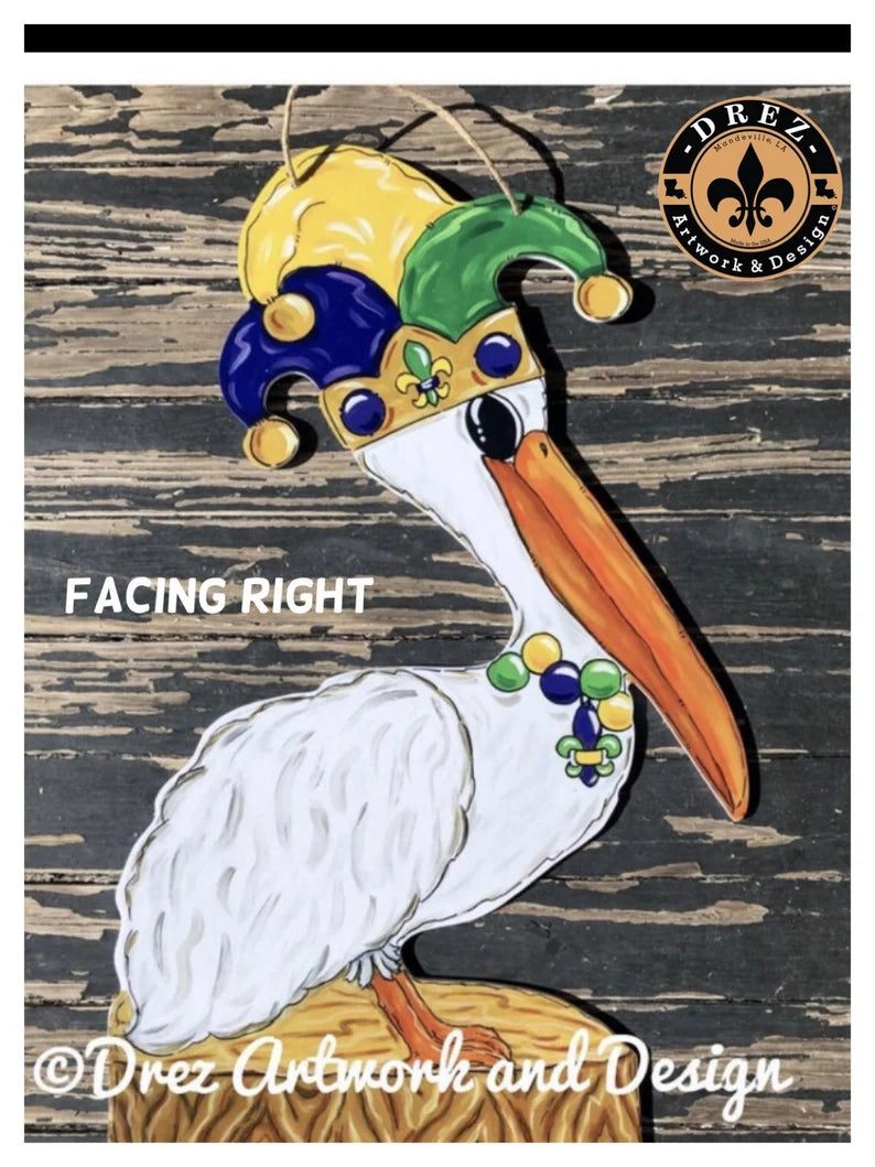 Mardi Gras Pelican Door Hanger