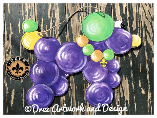 Mardi Gras Bead Dog Door Hanger