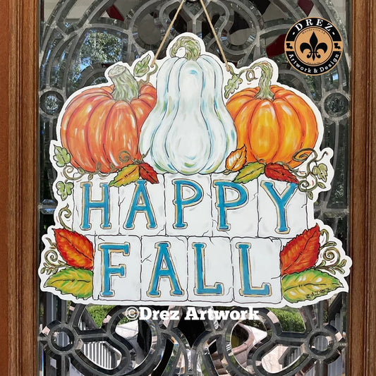 Pumpkin Happy Fall Sign Door Hanger