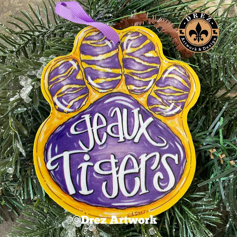 Paw- Purple & Gold Ornament