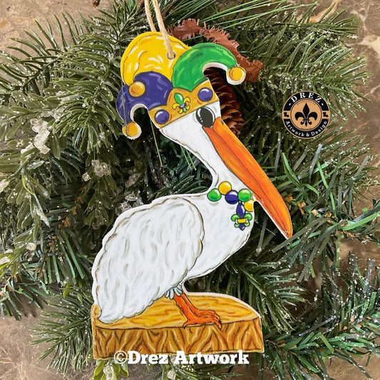 Mardi Gras Pelican Ornament