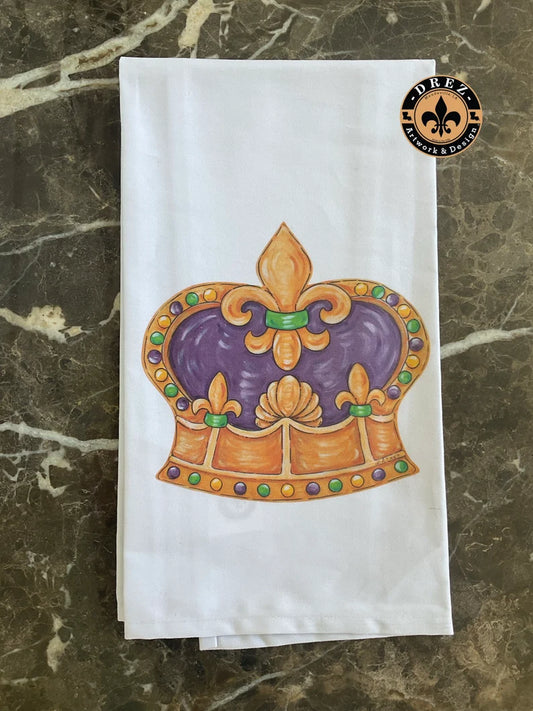 Mardi Gras King Crown Tea Towel
