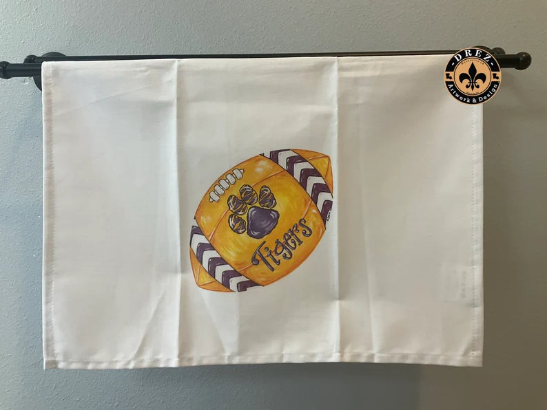 Football- Purple & Gold w/Wording Tea Towel