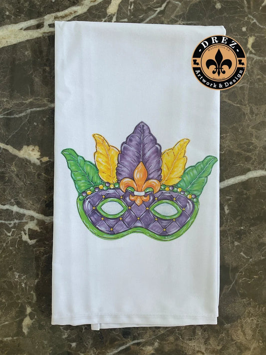 Mardi Gras Mask Tea Towel