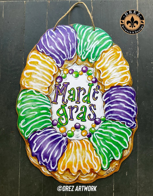 Mardi Gras King Cake Door Hanger