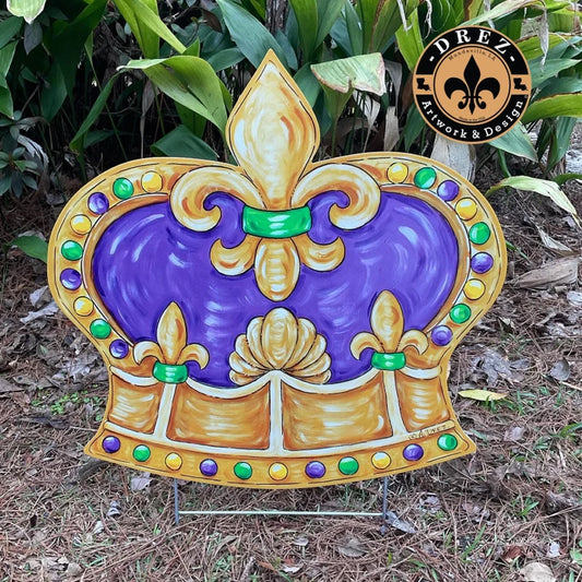 Mardi Gras King Crown Yard Stake