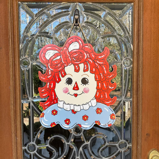 Raggedy Ann- Mount Carmel Academy Door Hanger