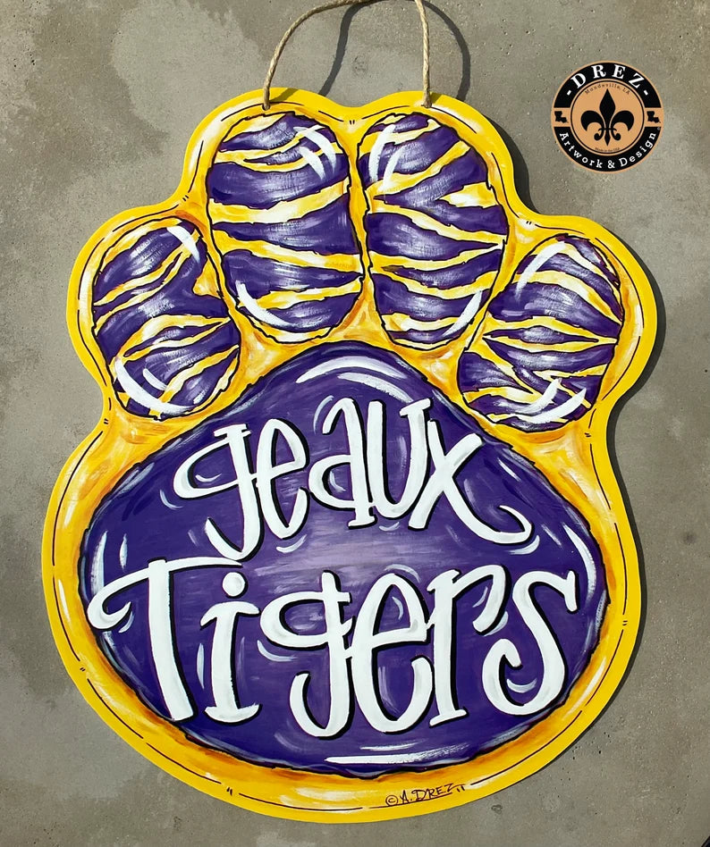 Paw- Purple & Gold Door Hanger
