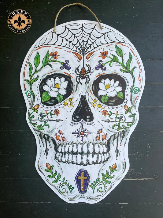 Halloween Sugar Skull Door Hanger