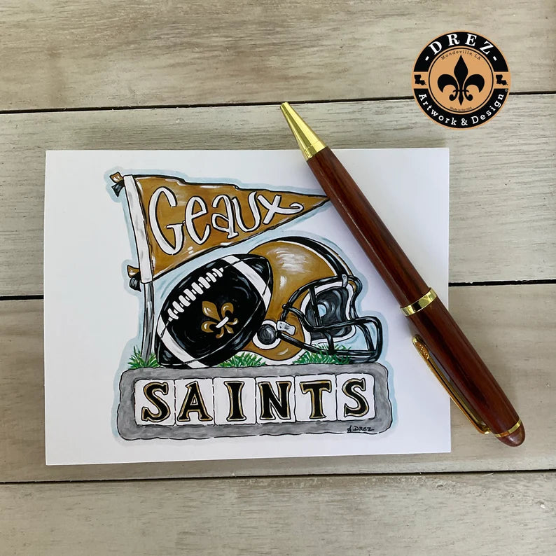 Football Collage- Black & Gold Notecards