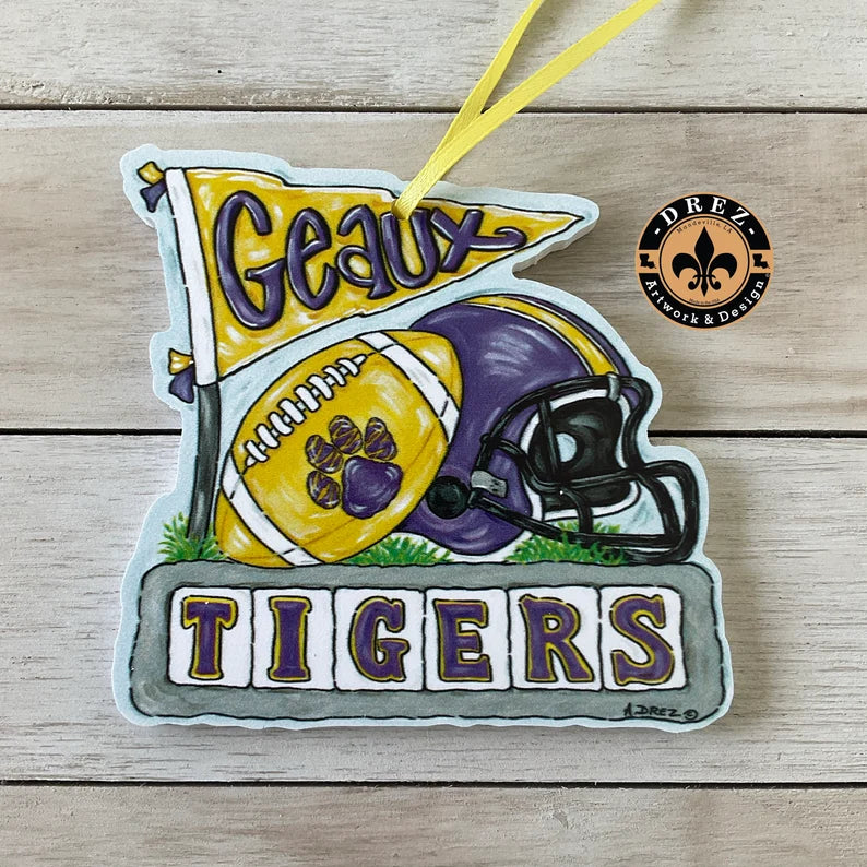 Football Collage- Purple & Gold Ornament