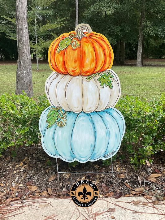 Pumpkin Triple Stack Yard Stake
