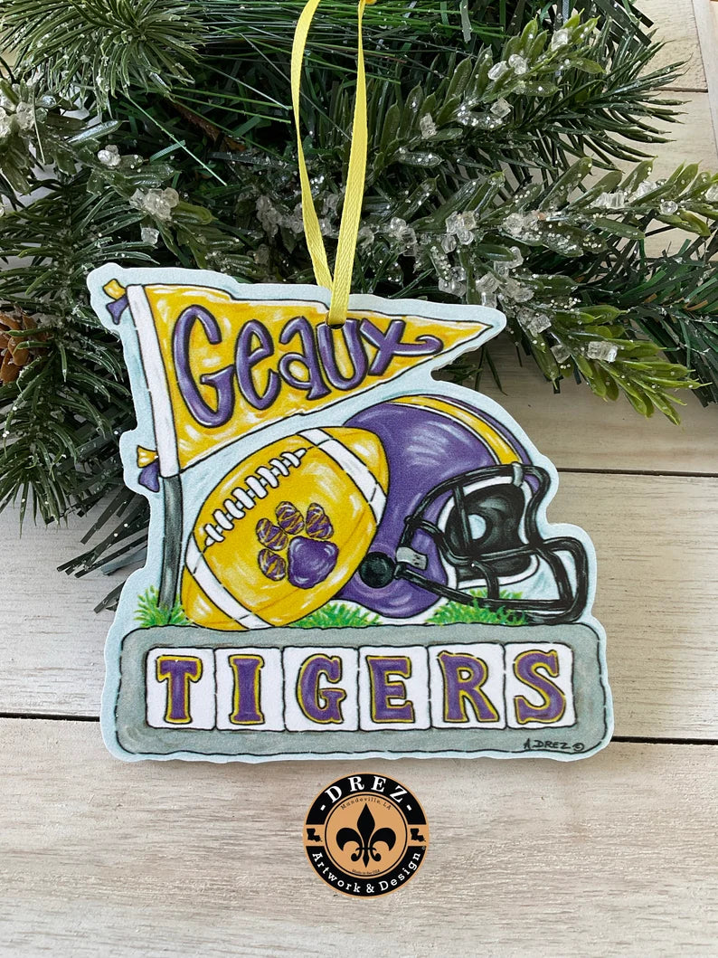 Football Collage- Purple & Gold Ornament