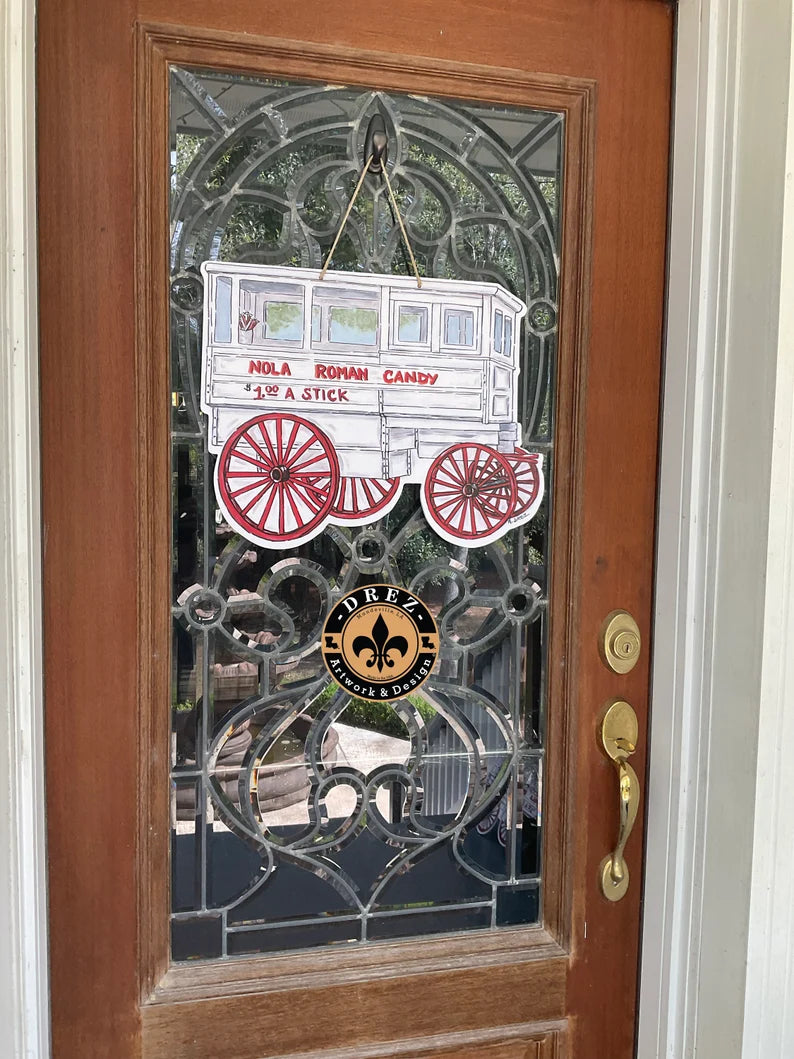 Roman Candy Cart Door Hanger