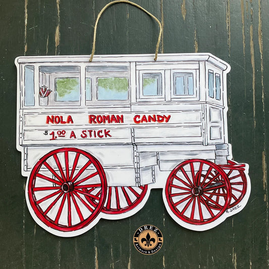 Roman Candy Cart Door Hanger