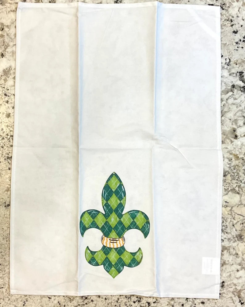 Fleur De Lis St. Patties Day Tea Towel