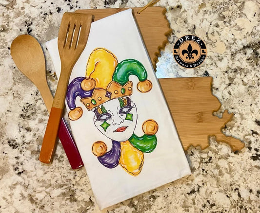 Mardi Gras Jester Tea Towel