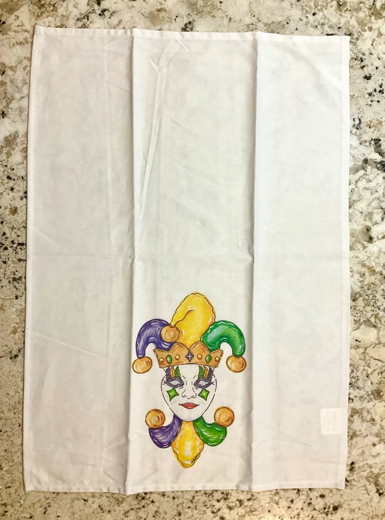 Mardi Gras Jester Tea Towel