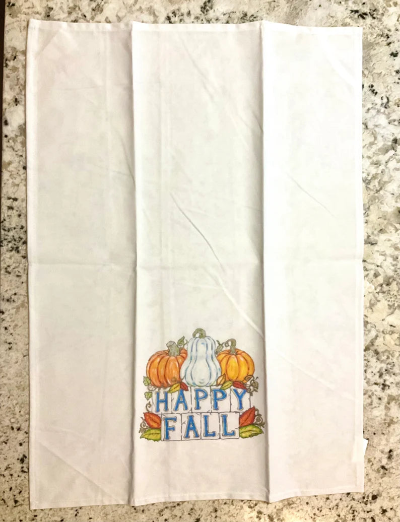 Pumpkin Happy Fall Sign Tea Towel