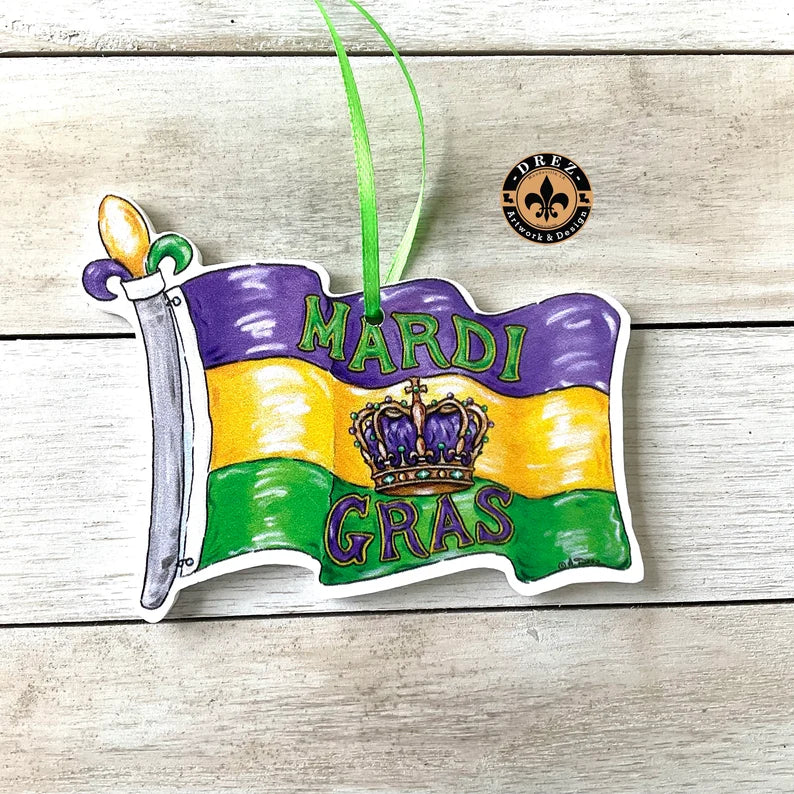 Mardi Gras Flag Ornament