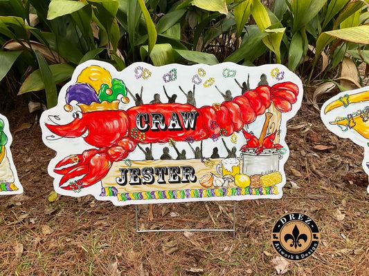 Mardi Gras Crawfish Jester Float Yard Stake