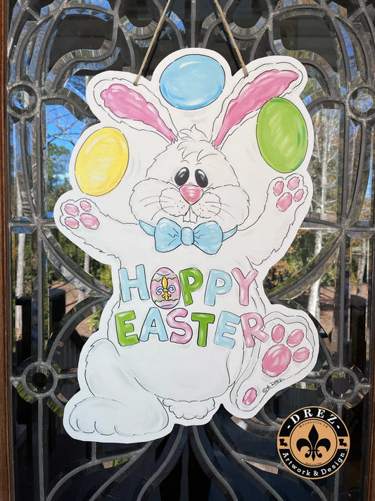 Easter Juggling Bunny Door Hanger