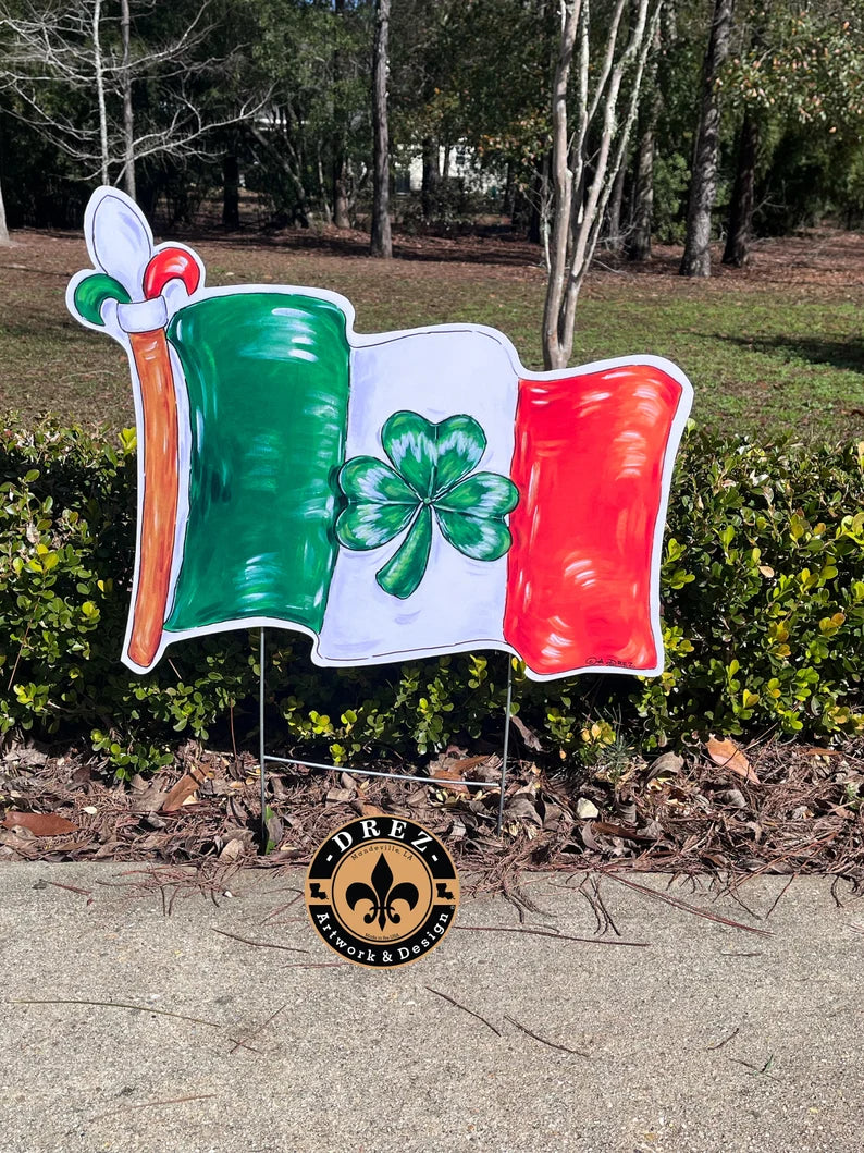 Irish-Italian Flag Yard Stake